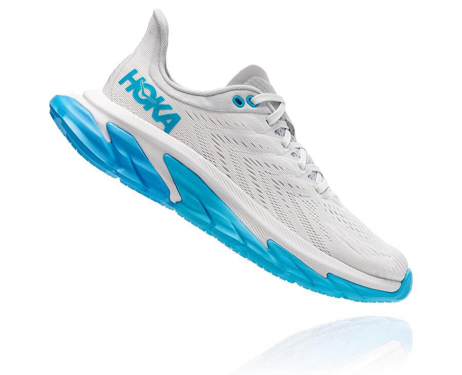 Running Shoes Womens - Hoka One One Clifton Edge - White/Blue - AMGILTW-32